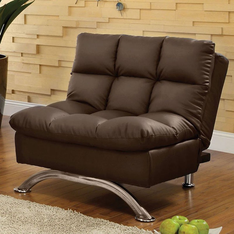 Latitude Run® Ancha 37" W Tufted Faux Leather Convertible Chair Wayfair
